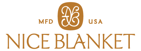 Logo of Nice Blanket with 'MFD USA' text on a white background
